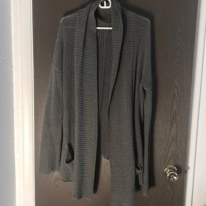 Grey Knitted Cardigan Sweater